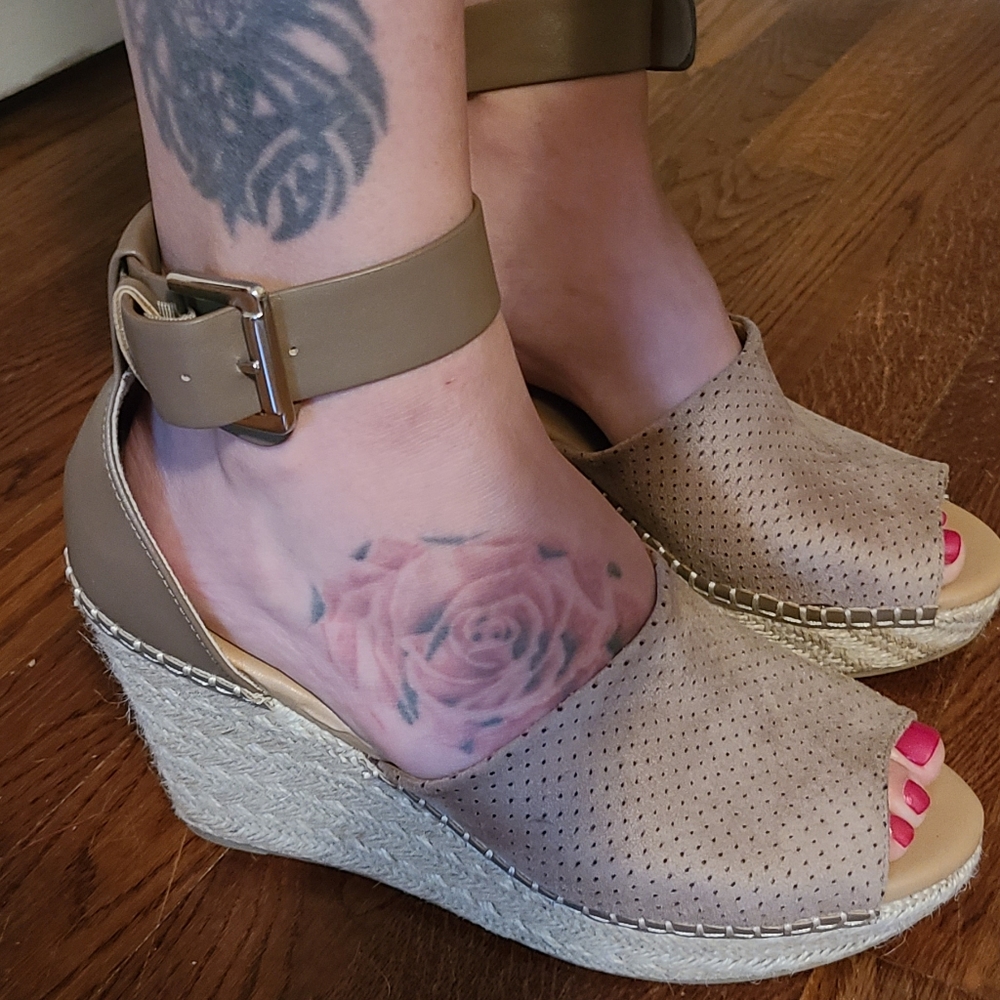 Tan wedge sandals